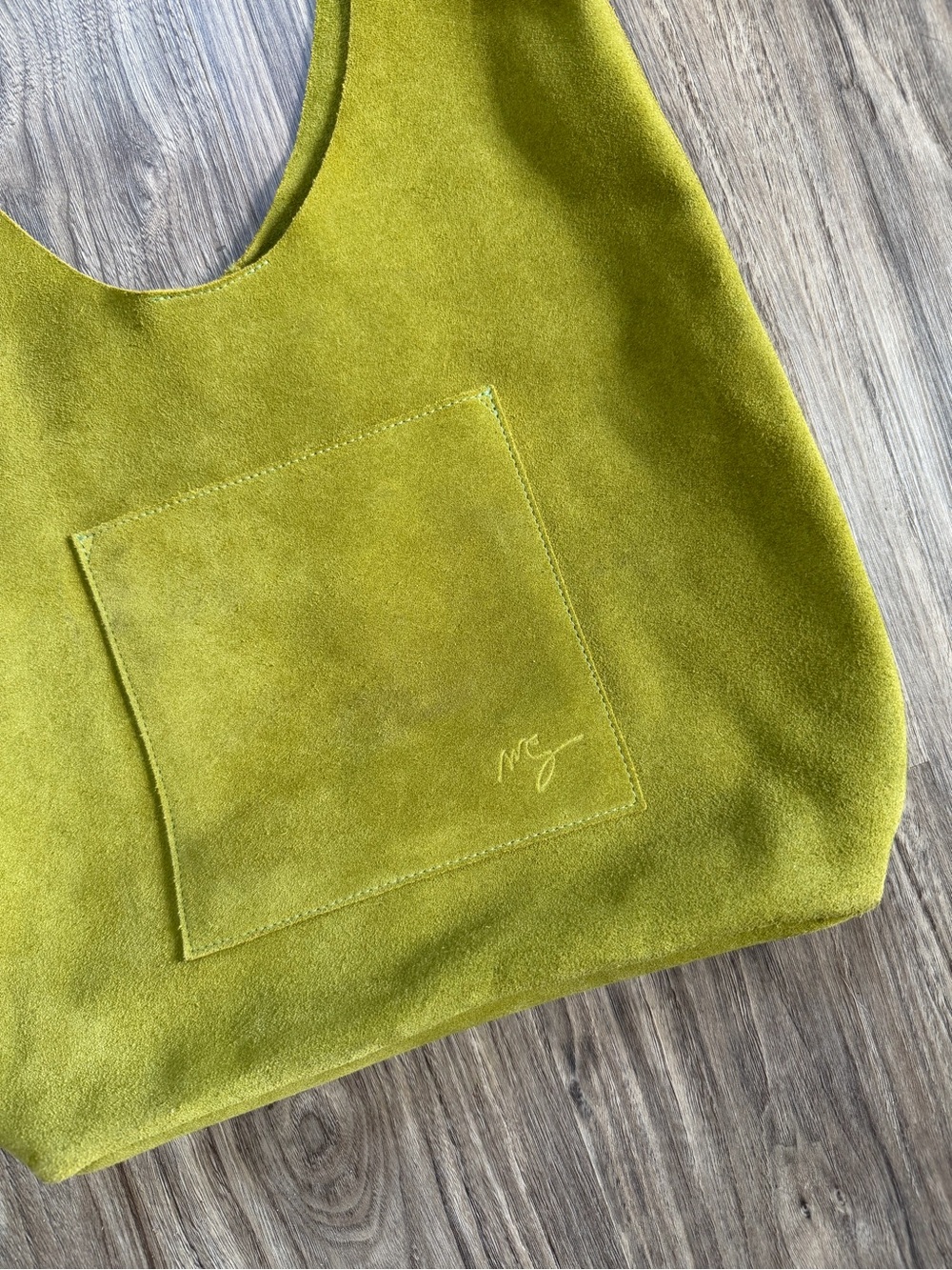 Molly G Green Suede Leather Hobo Shoulder Bag - Picture 2 of 11